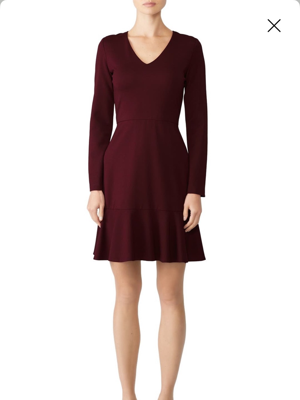 Slate & Willow Burgundy V-Neck Flounce Skirt Dress